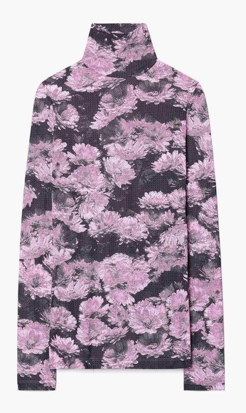 

Tory Burch Pink Printed Jersey Turtleneck for Women | The Deal Outlet