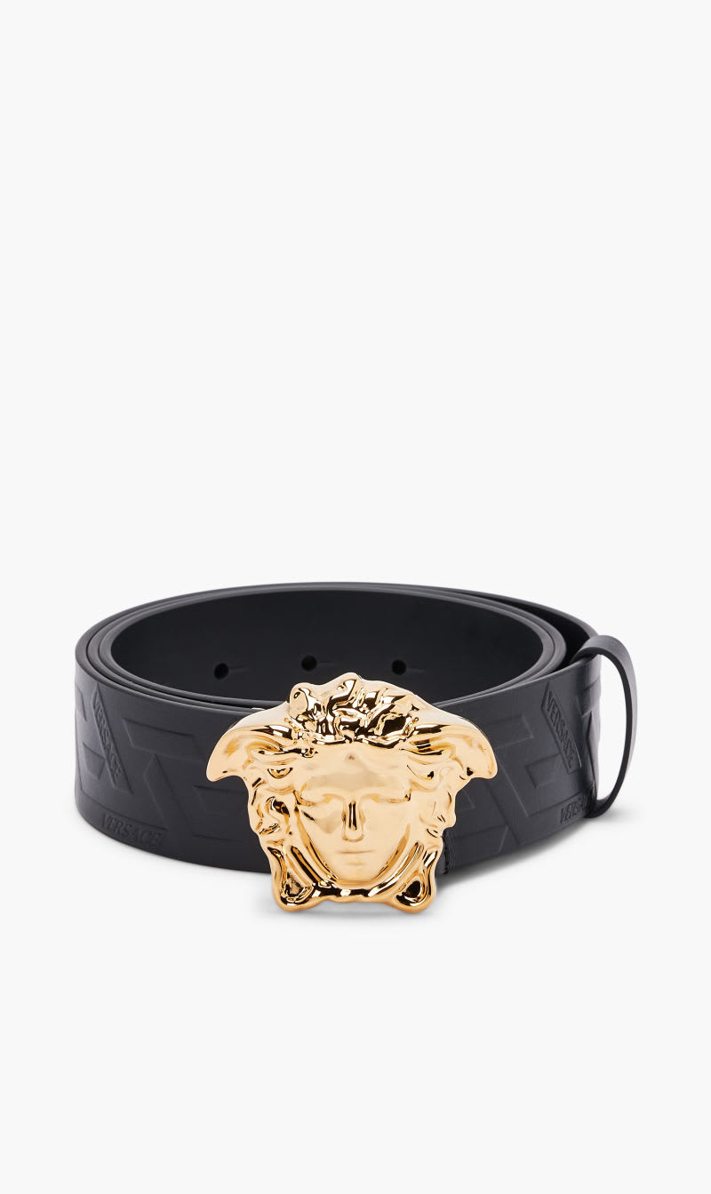 

Versace Black Cintura H.40 Vitello Greca Embossed for Men | The Deal Outlet
