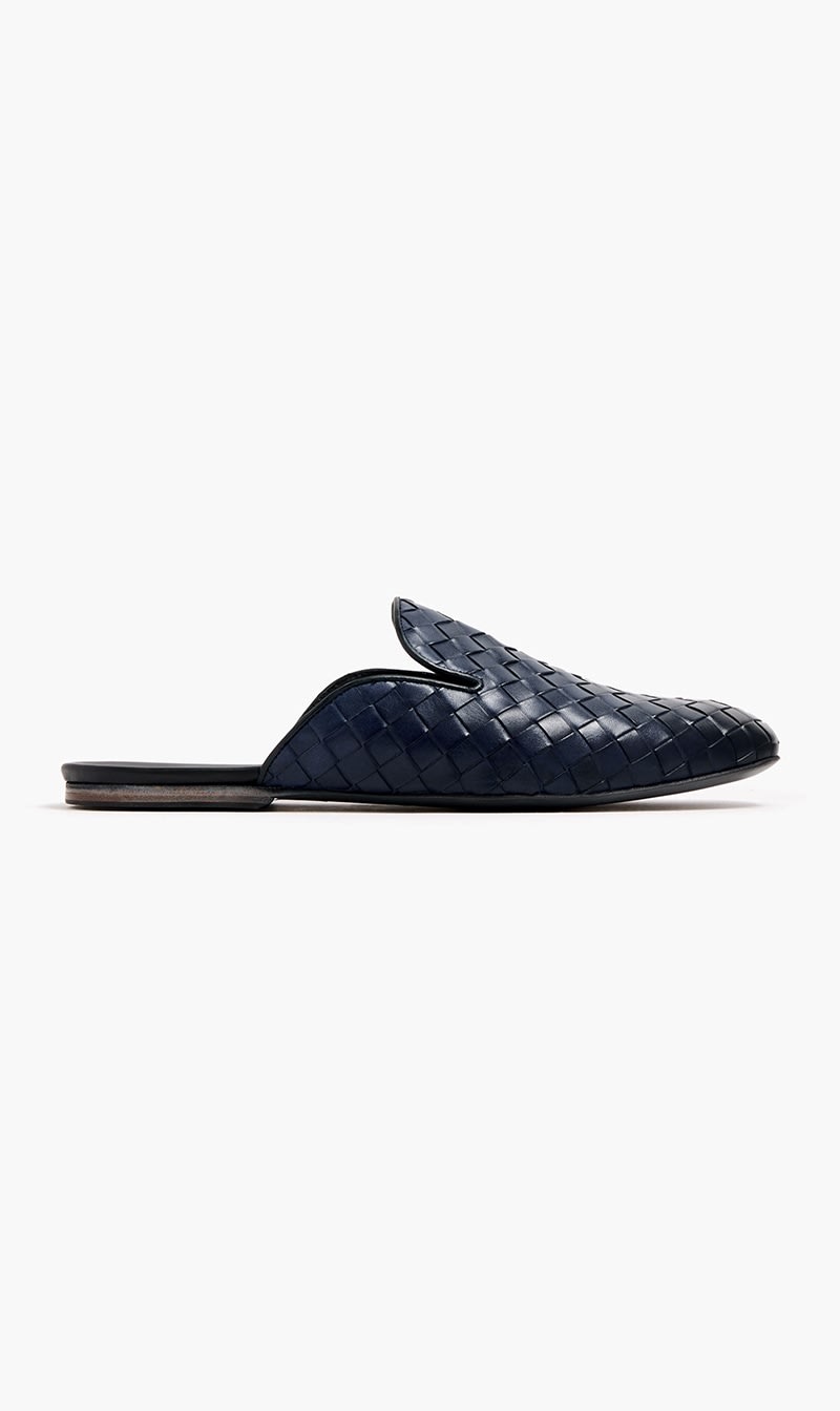 

2689 Blue Backless Woven Slippers for Men | The Deal Outlet