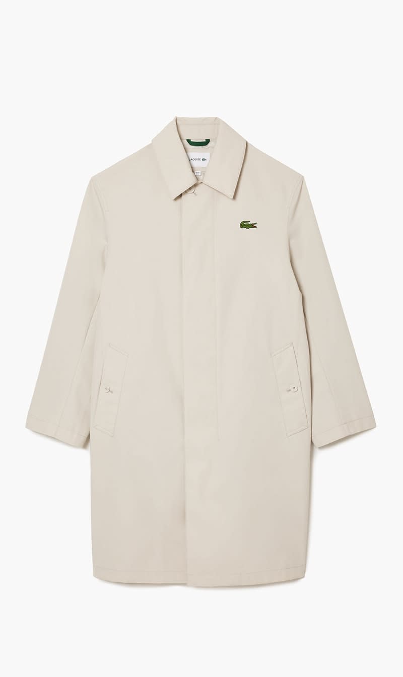 

Lacoste White Lightweight Showerproof Cotton Twill Trench Coat for Men | The Deal Outlet