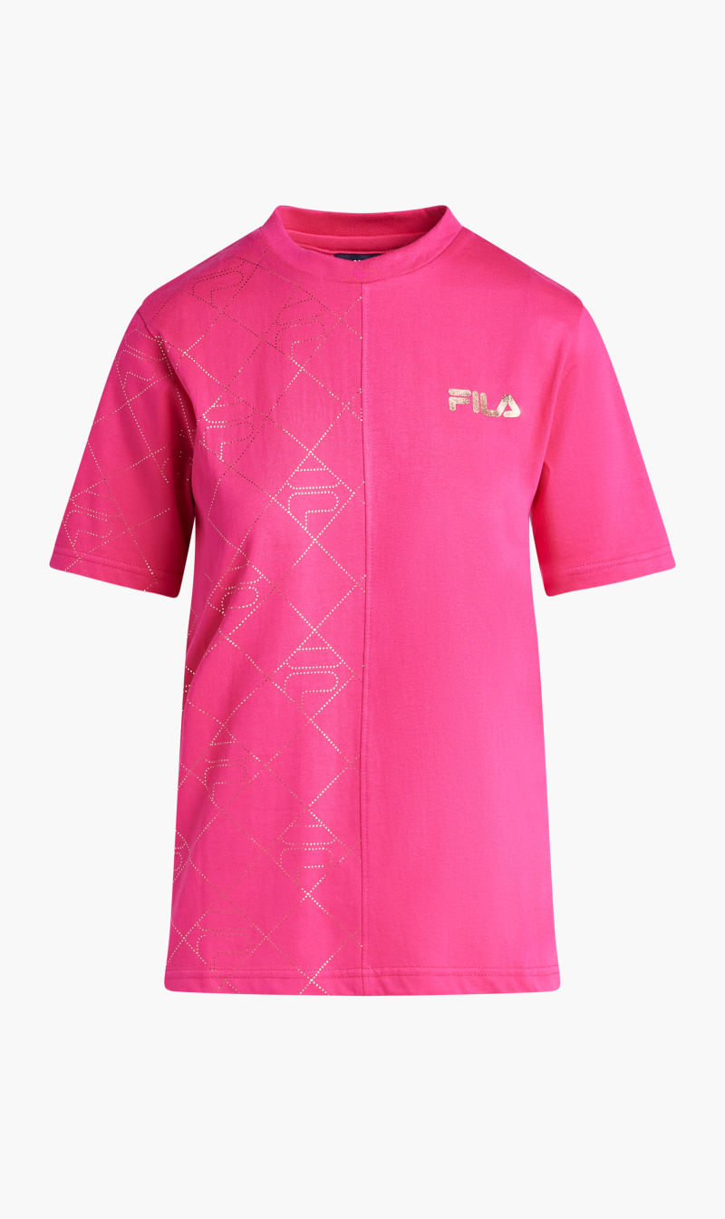 

Fila Pink Ss Crew Necktee Half Aop Panel for Women | The Deal Outlet