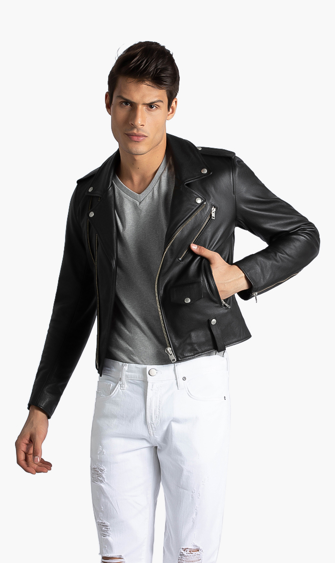 

Zadig & Voltaire Black Biker Lather Jacket for Men | The Deal Outlet