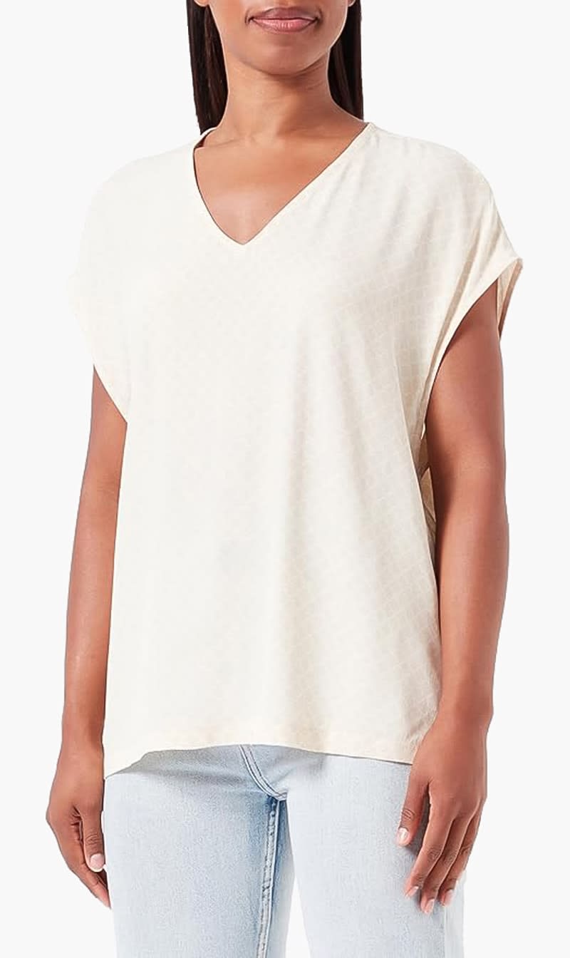 United Colors Of Benetton Yellow Wave Border V-neck Blouse for Women