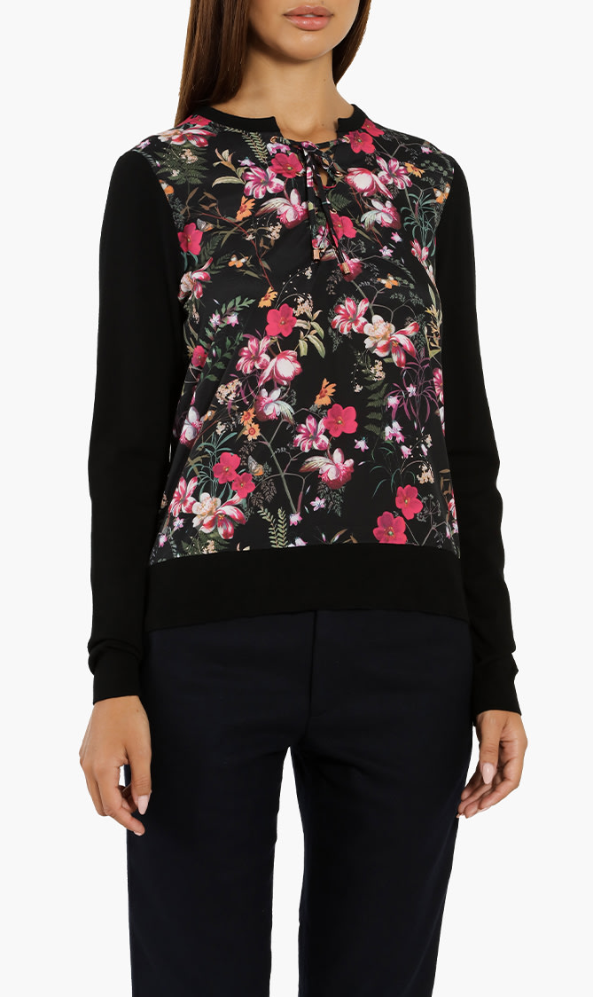 

Ted Baker Graciiy Fern Forest Woven Front Sweater