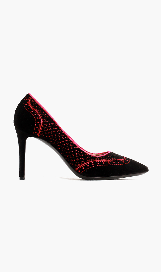 

Pollini Velvet Embroidered Pumps