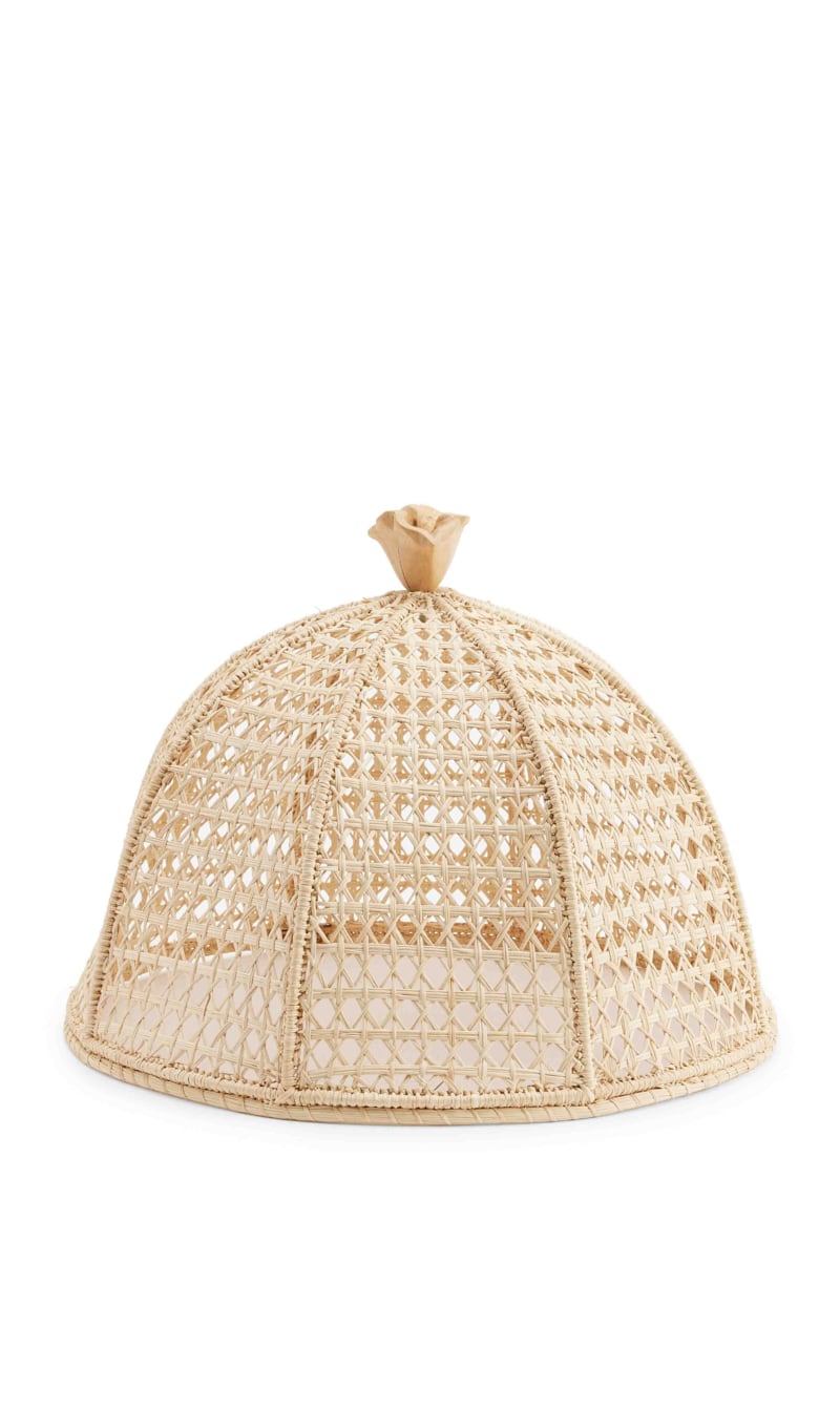 

Beige Woven Iraca Dome Food Cover, White