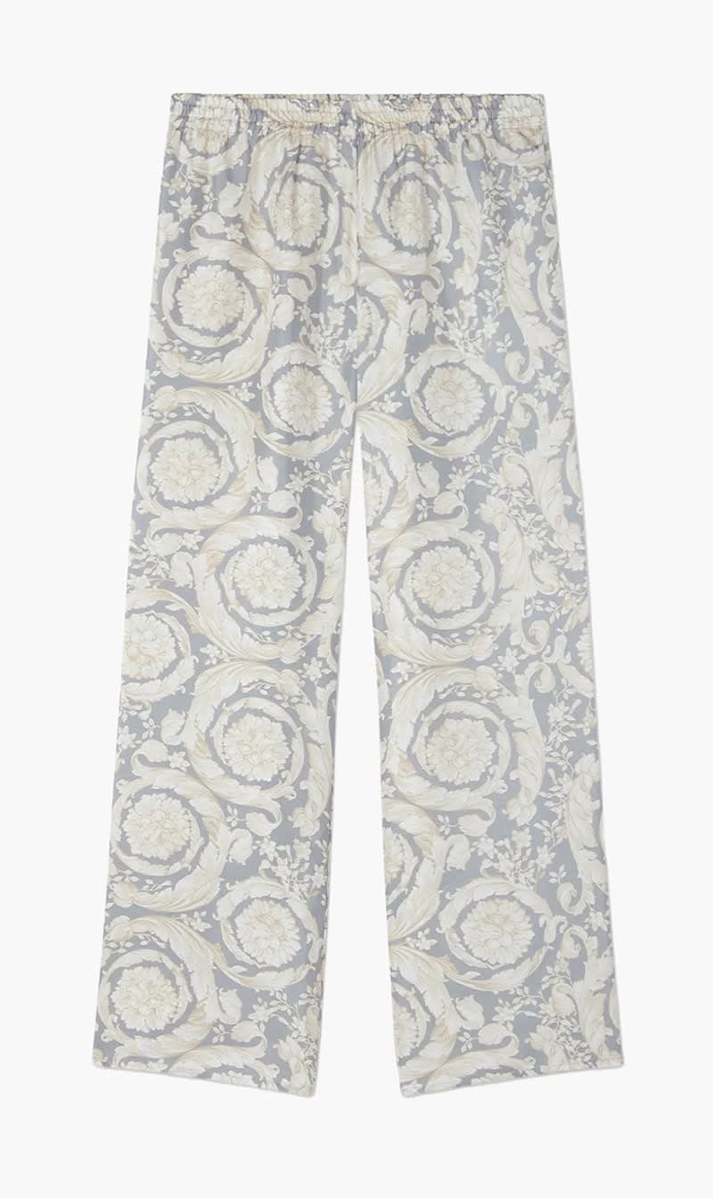 Versace Beige Barocco Silk Track Pants for Girls