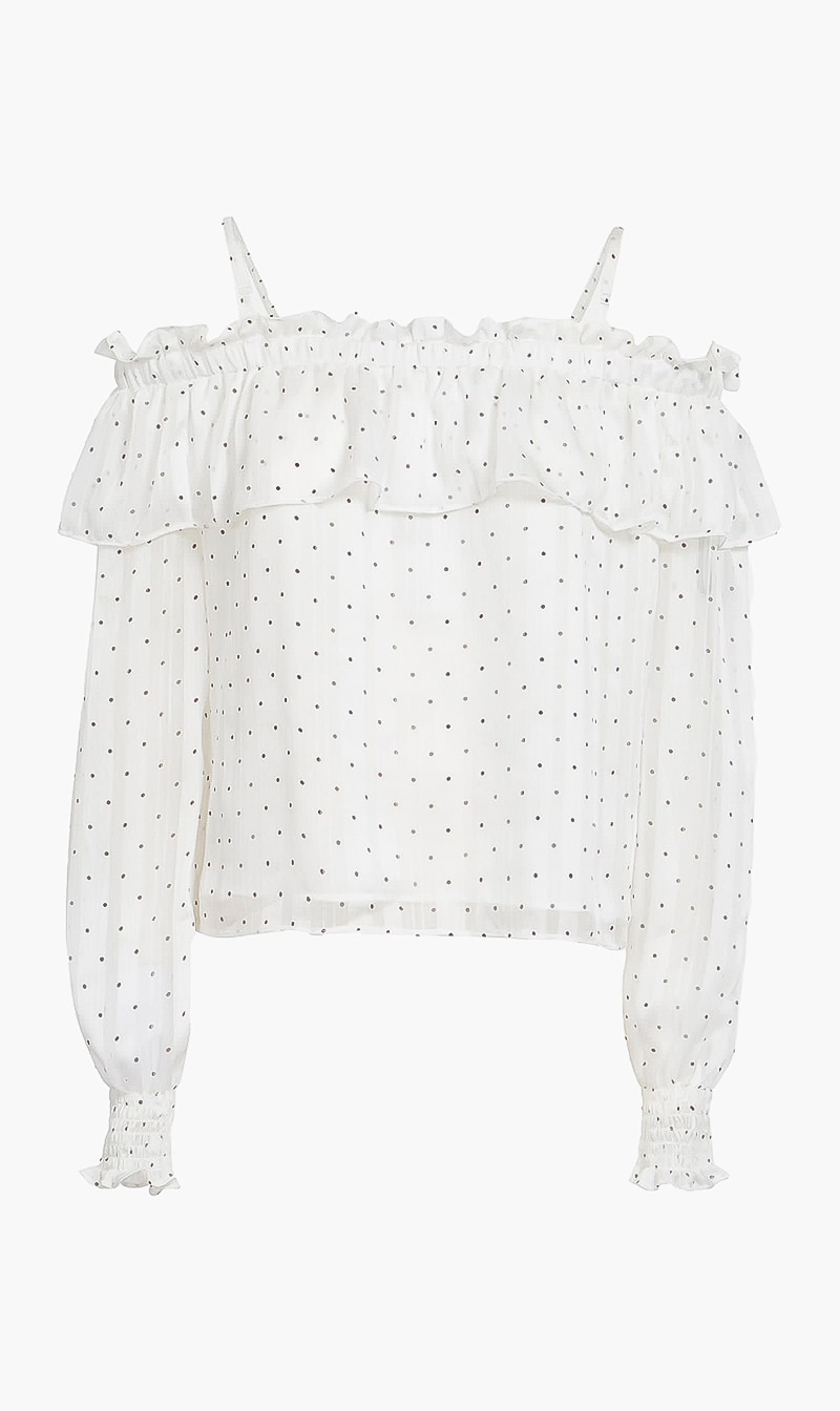 

Guess Off Shoulder Polka Dot Top