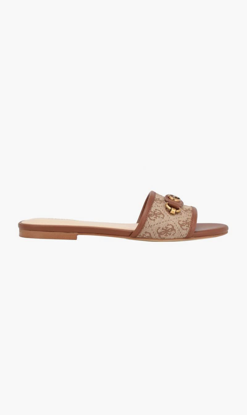 

Guess Brown Hammi Logo Slide Sandals for Women | The Deal Outlet