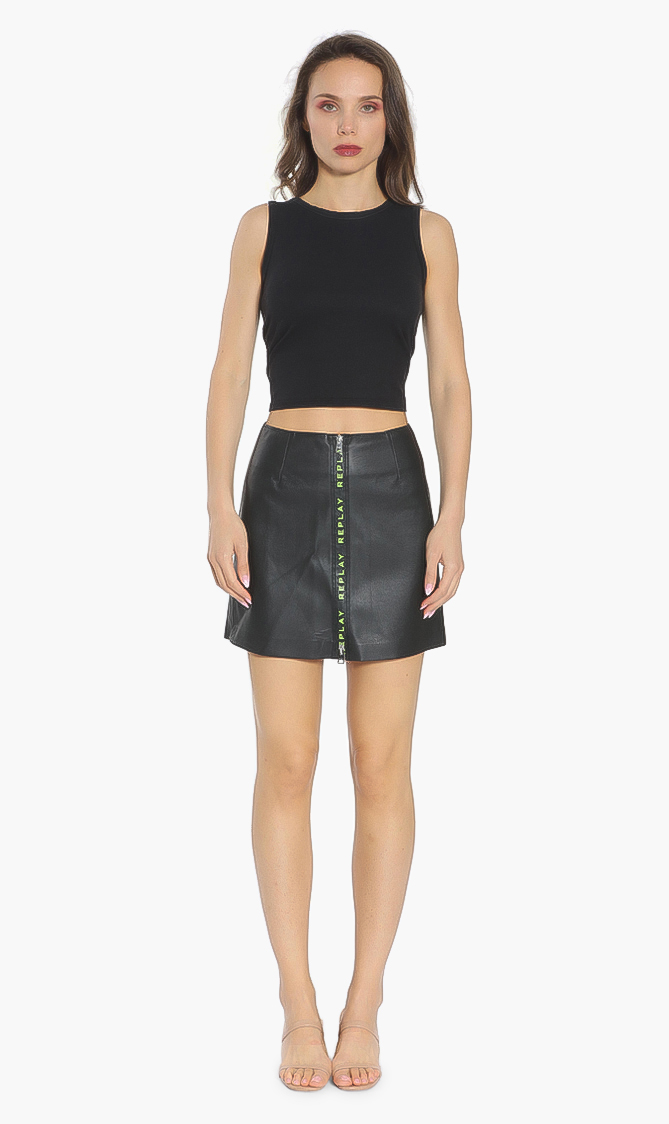 

Mini Leather Skirt, Black