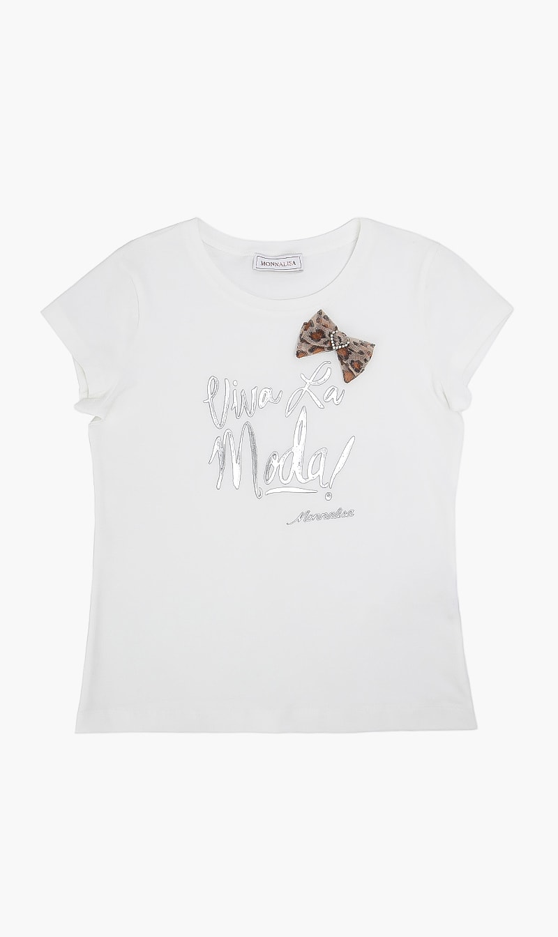 

Monnalisa White Crew Neck Top for Girls | The Deal Outlet