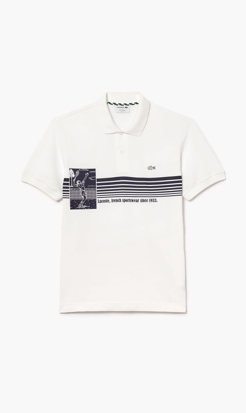 

Lacoste White Short Sleeved Ribbed Collar Shirt for Men | The Deal Outlet