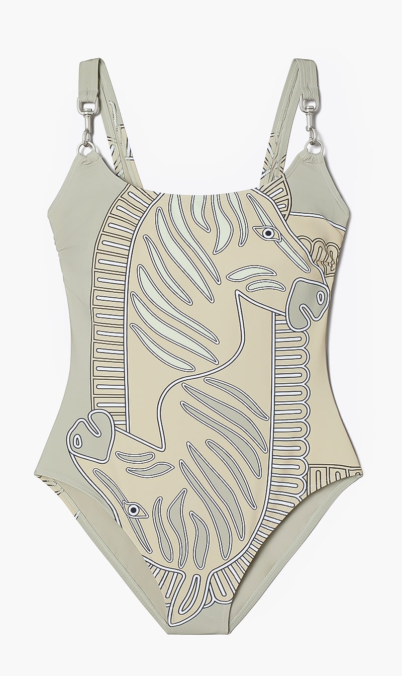 

Tory Burch Green Printed Clip Tank Suit for Women | The Deal Outlet