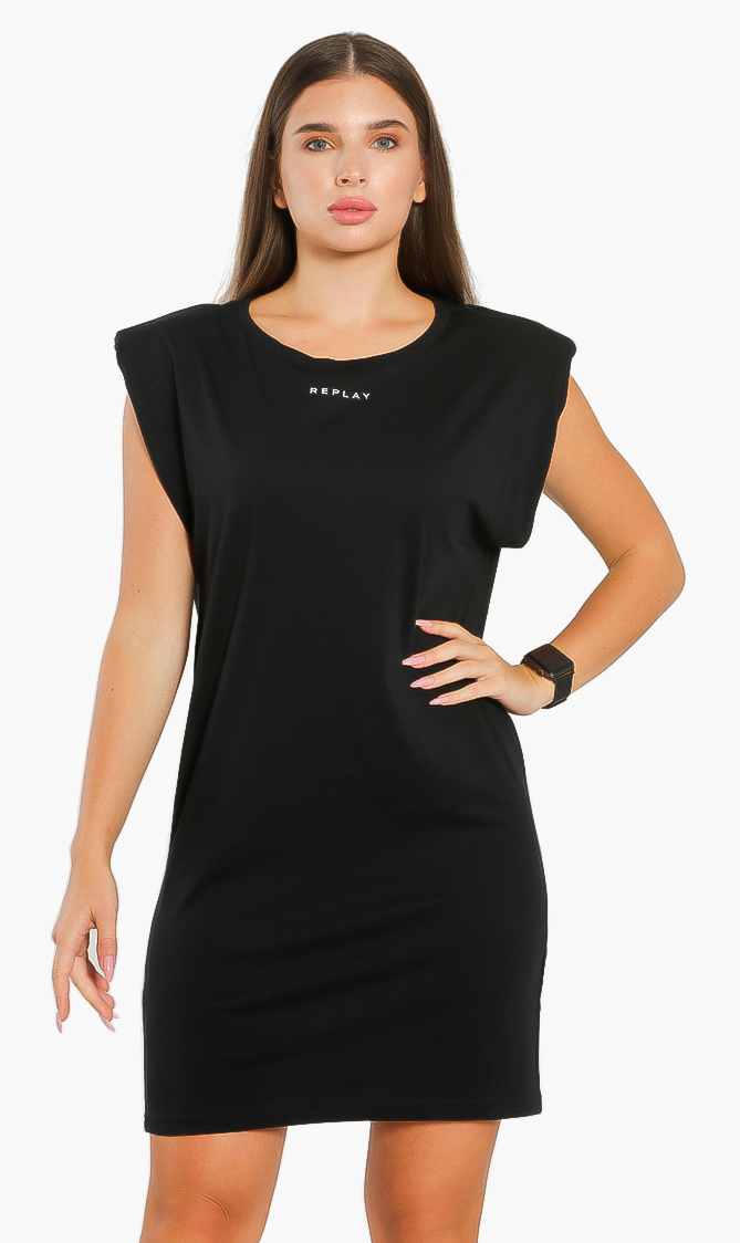 

Padded Shoulder Dress, Black
