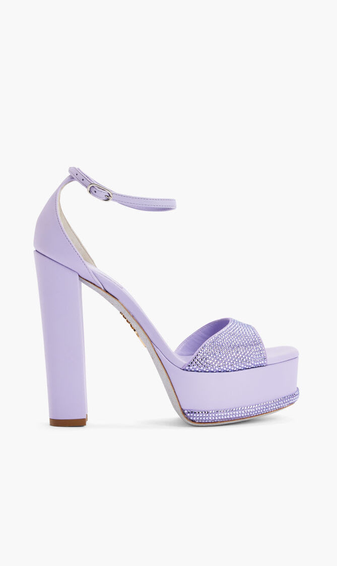 

Rene Caovilla Purple Satin Platform Heels for Women | The Deal Outlet