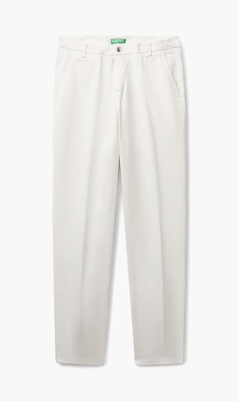 United Colors Of Benetton White Cotton Trousers for Women