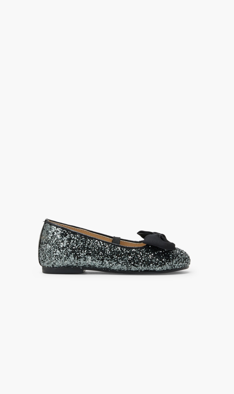 

Babywalker Black Handmade Bow Embellished Glitter Fabric Ballerina for Girls | The Deal Outlet