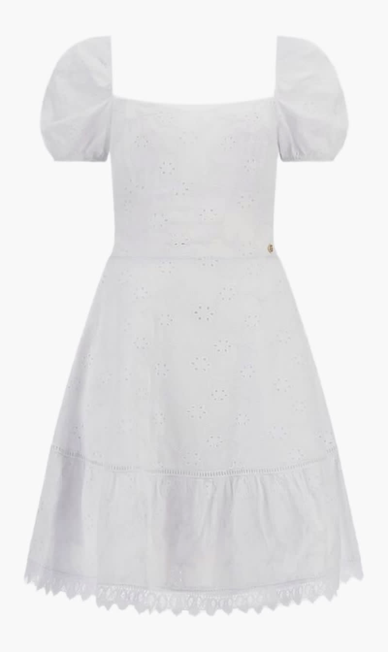 

Guess White Ss Clio Flare Midi Dress for Women | The Deal Outlet