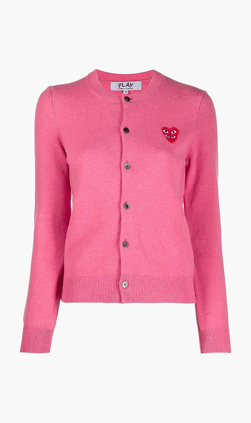 

Double Heart Patch Cardigan, Pink