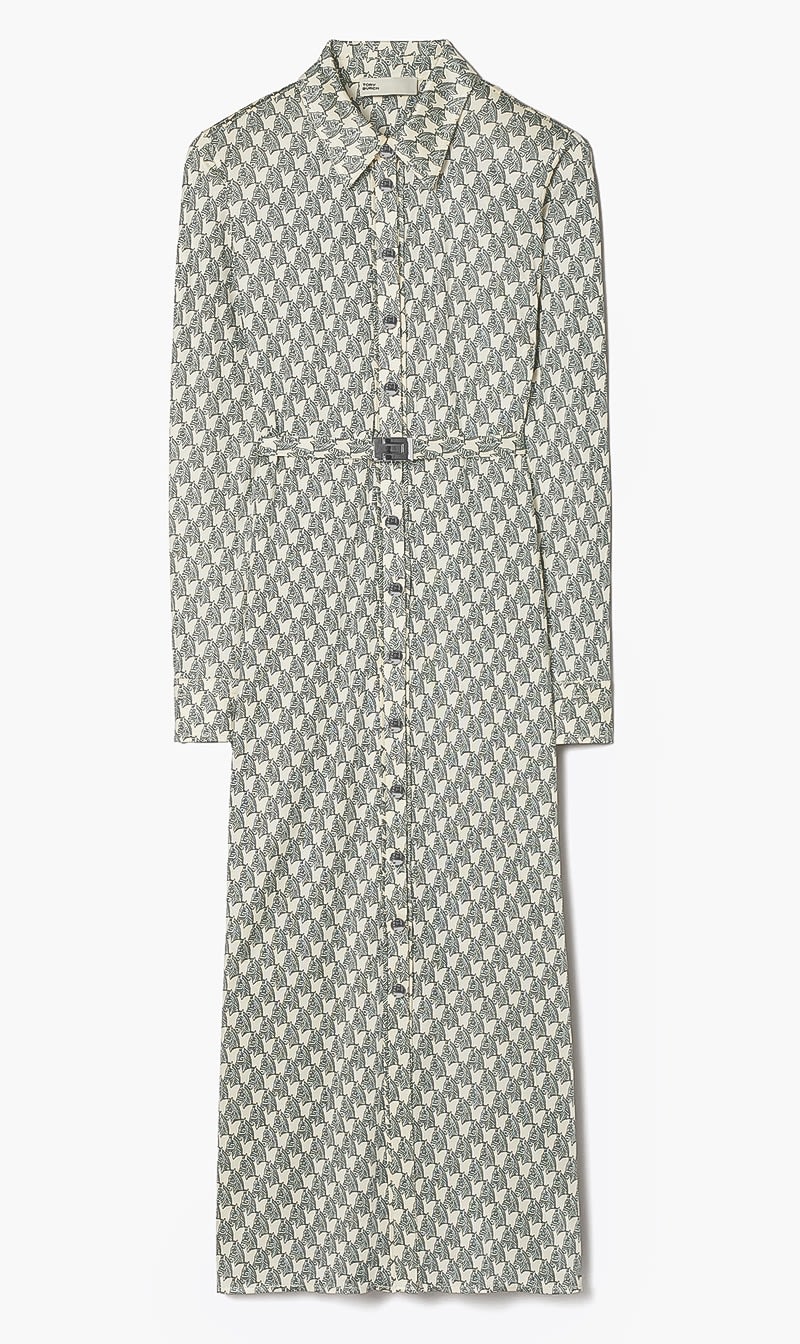 

Tory Burch Blue Printed Viscose Shirtdress for Women | The Deal Outlet