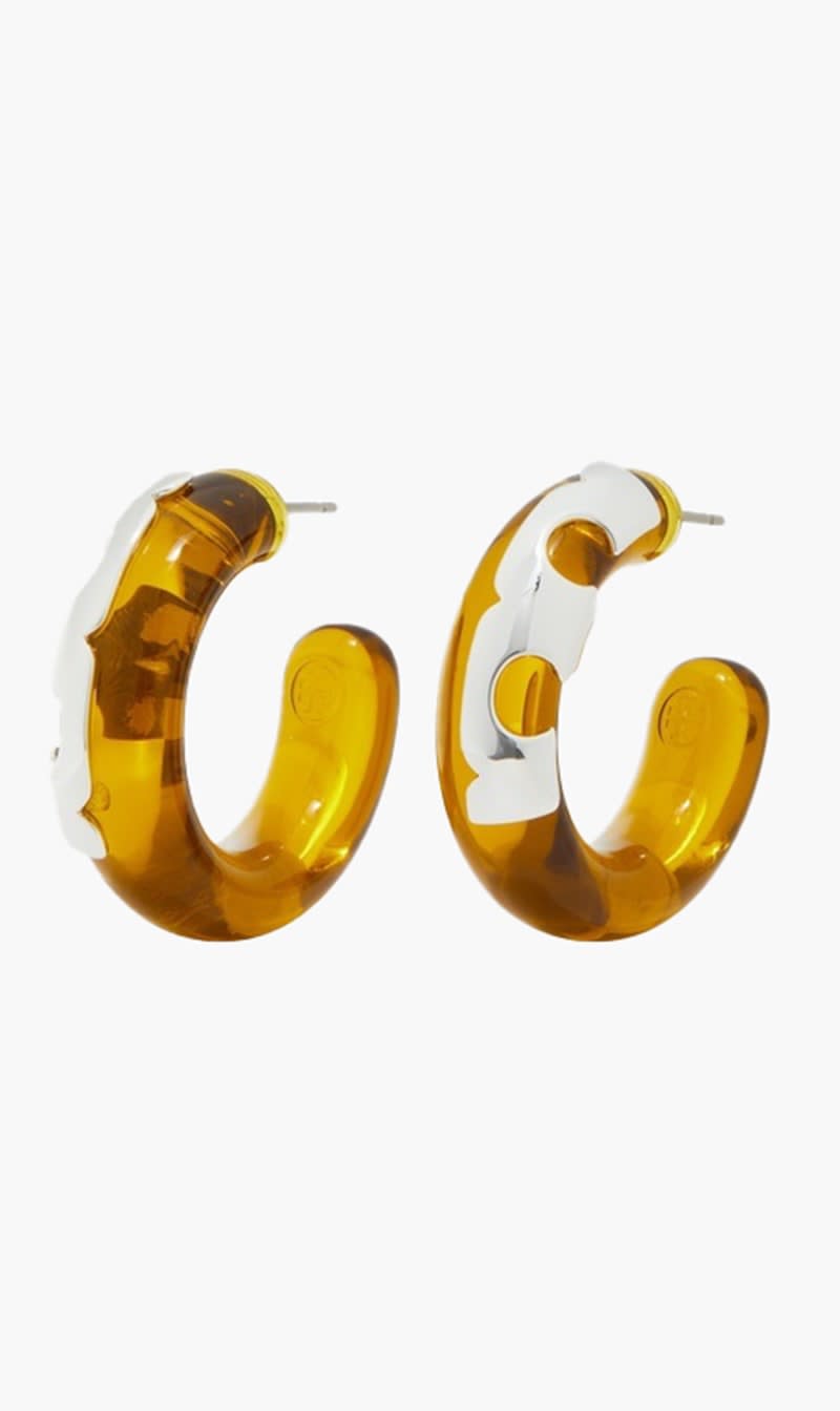 

Tory Burch Silver Resin Hoop Earring for Women | The Deal Outlet