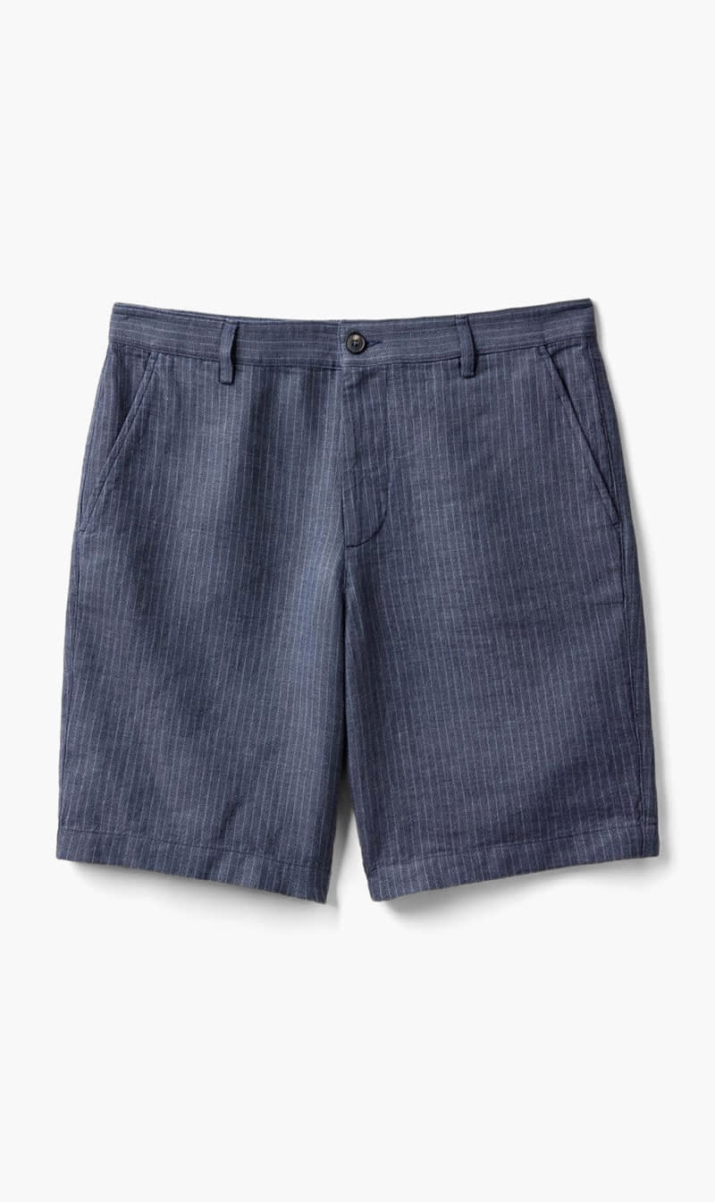 Blue United Colors Of Benetton Beige Striped Linen Shorts for Men