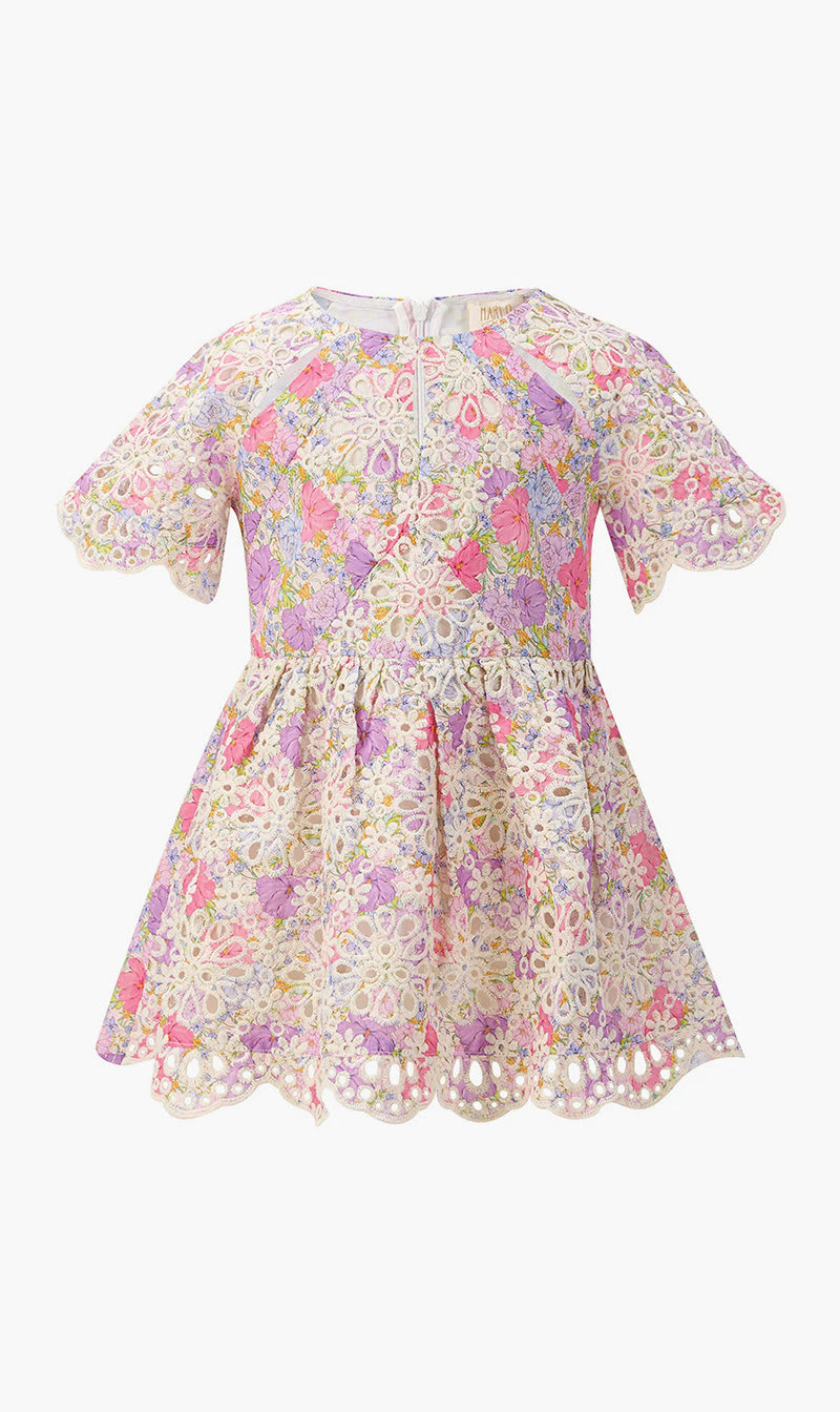 

Marlo Multi-color Charlotte Embroidered Mini Dress for Girls | The Deal Outlet
