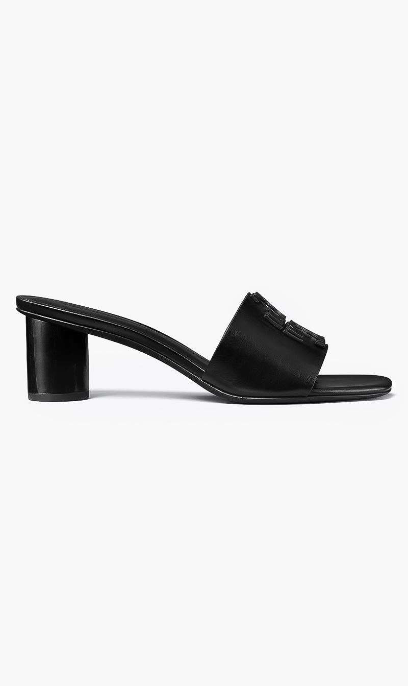 

Tory Burch Black Double Stack Logo Mule Sandal for Women | The Deal Outlet