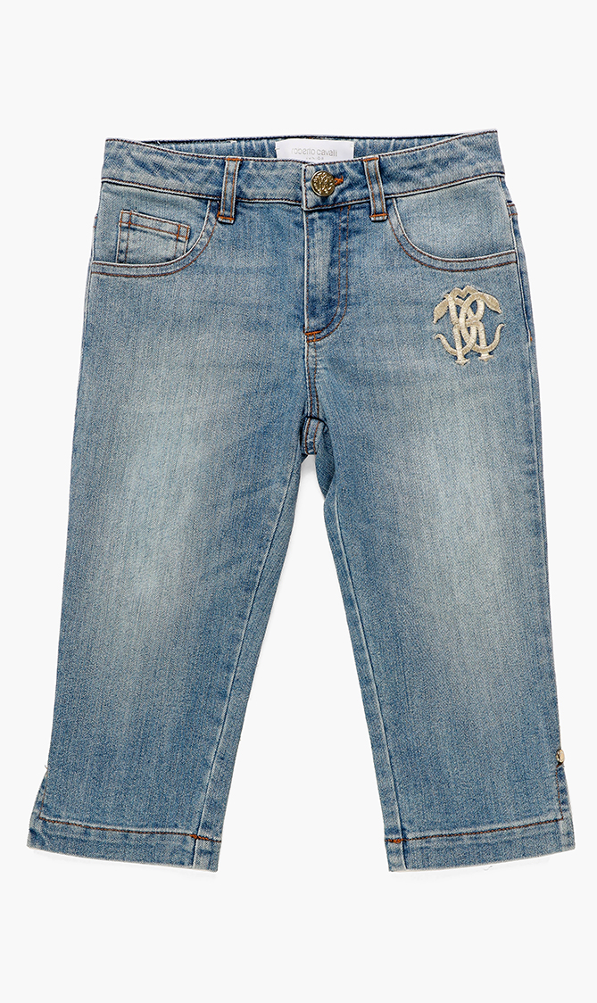 

Embroidered Logo Capri Jeans
