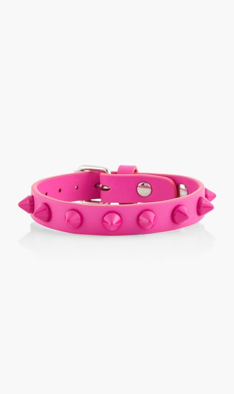 Christian Louboutin Pink Embellished Leather Bracelet for Women