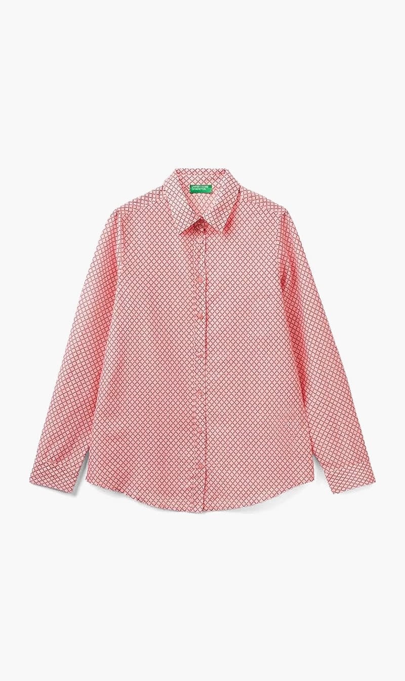Pink United Colors Of Benetton White Printed Shirt for Women