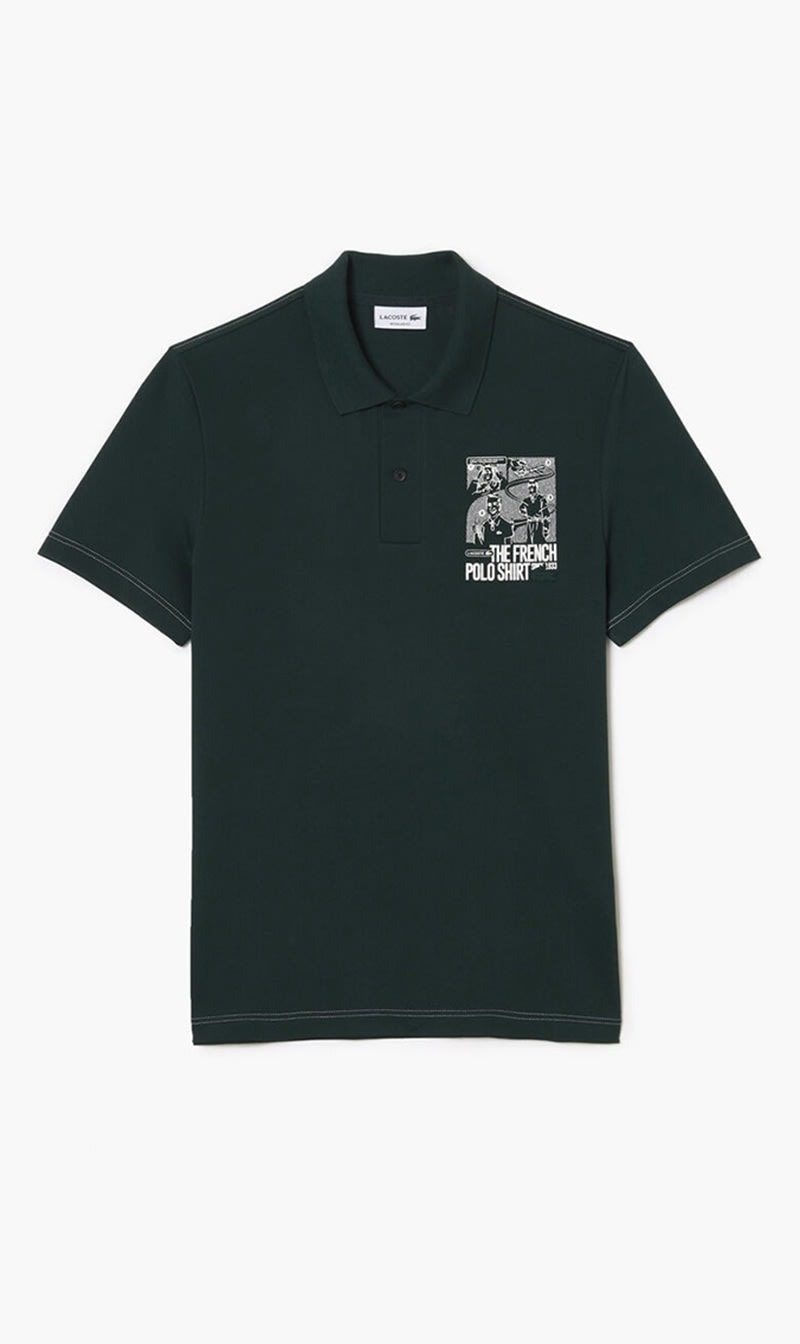 

Lacoste Green Back And Front Print Movement Polo Shirt for Men | The Deal Outlet