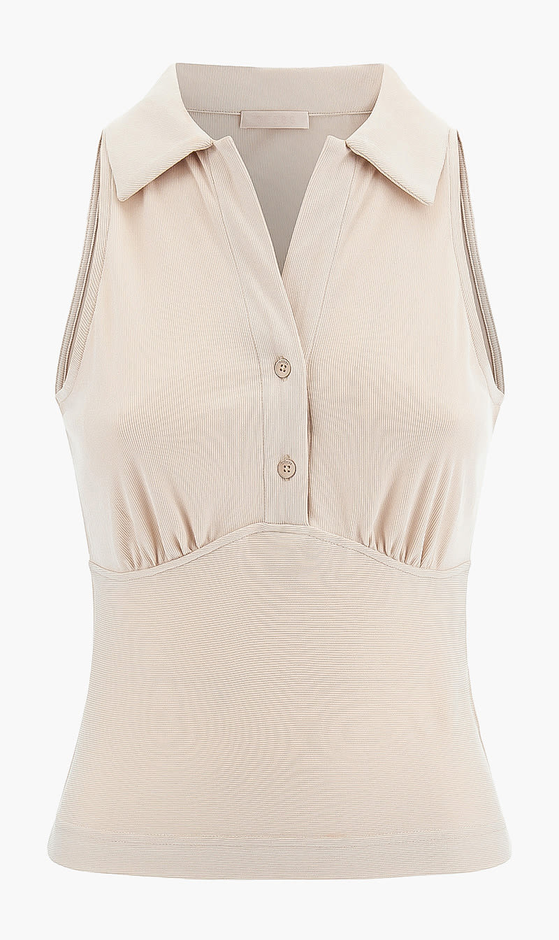 

Julienne Ribbed Top, Beige