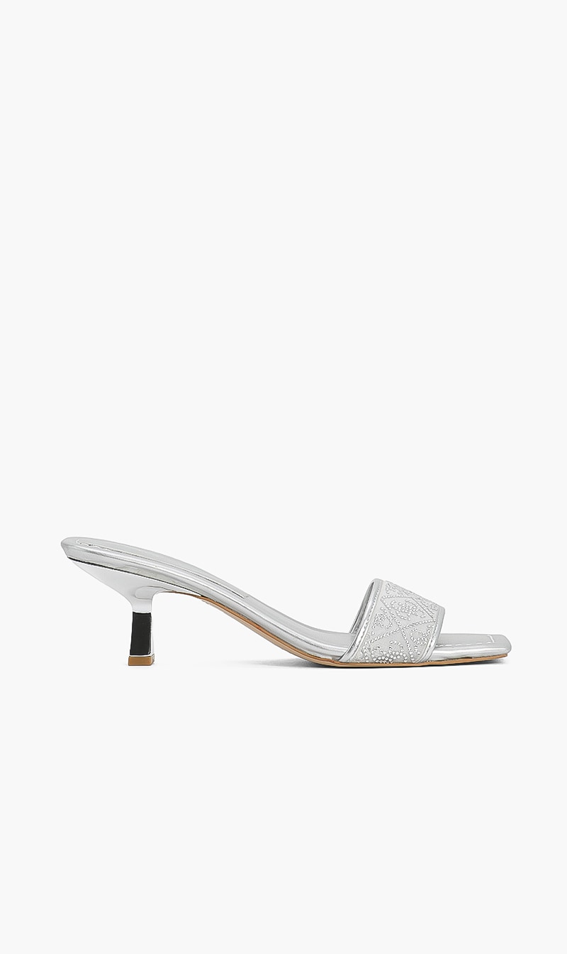 

Guess Silver Betiane Slip On Sandals for Women | The Deal Outlet