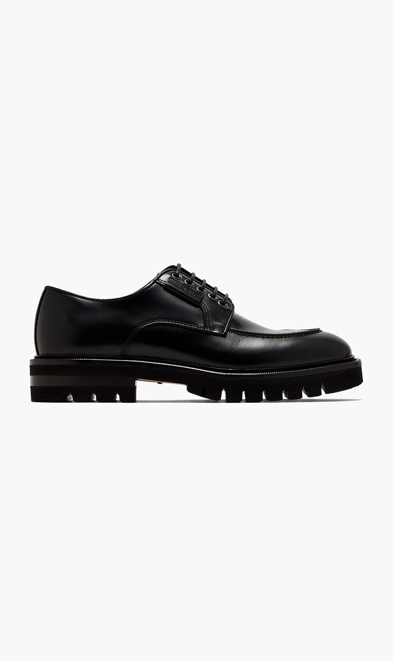 Ferragamo Black Aspen Derby Shoes for Men