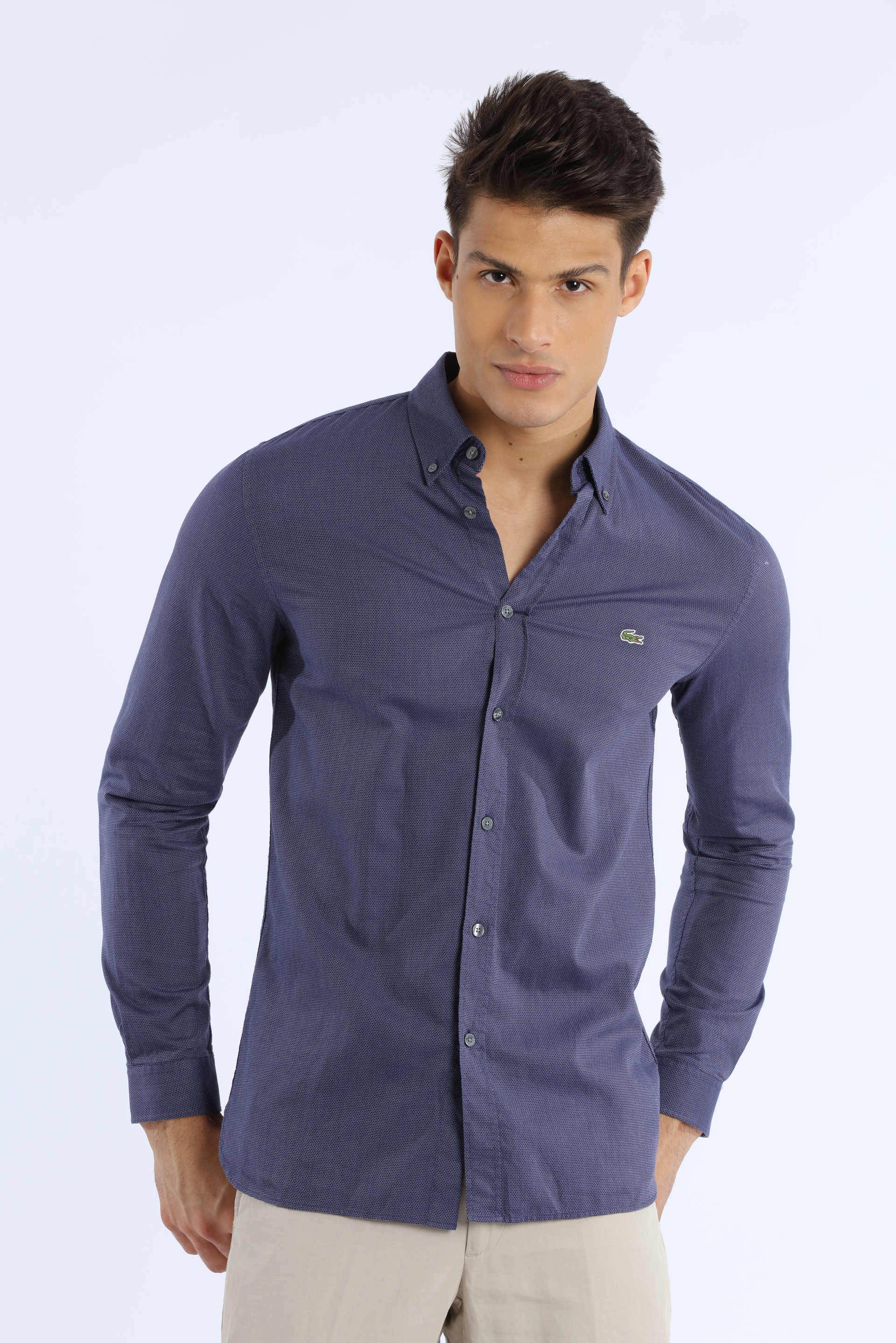 

Lacoste Slim Fit Polka Dot Print Cotton Poplin Shirt