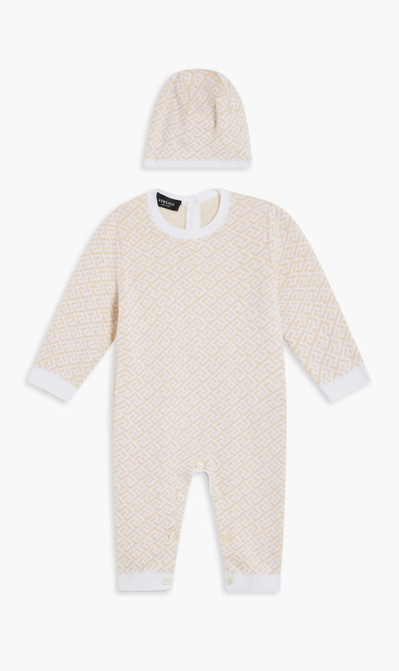 

Versace Multi-color Nu Gift Set 2 Pc Onesie Hat Wool Jacq Greca for Girls | The Deal Outlet