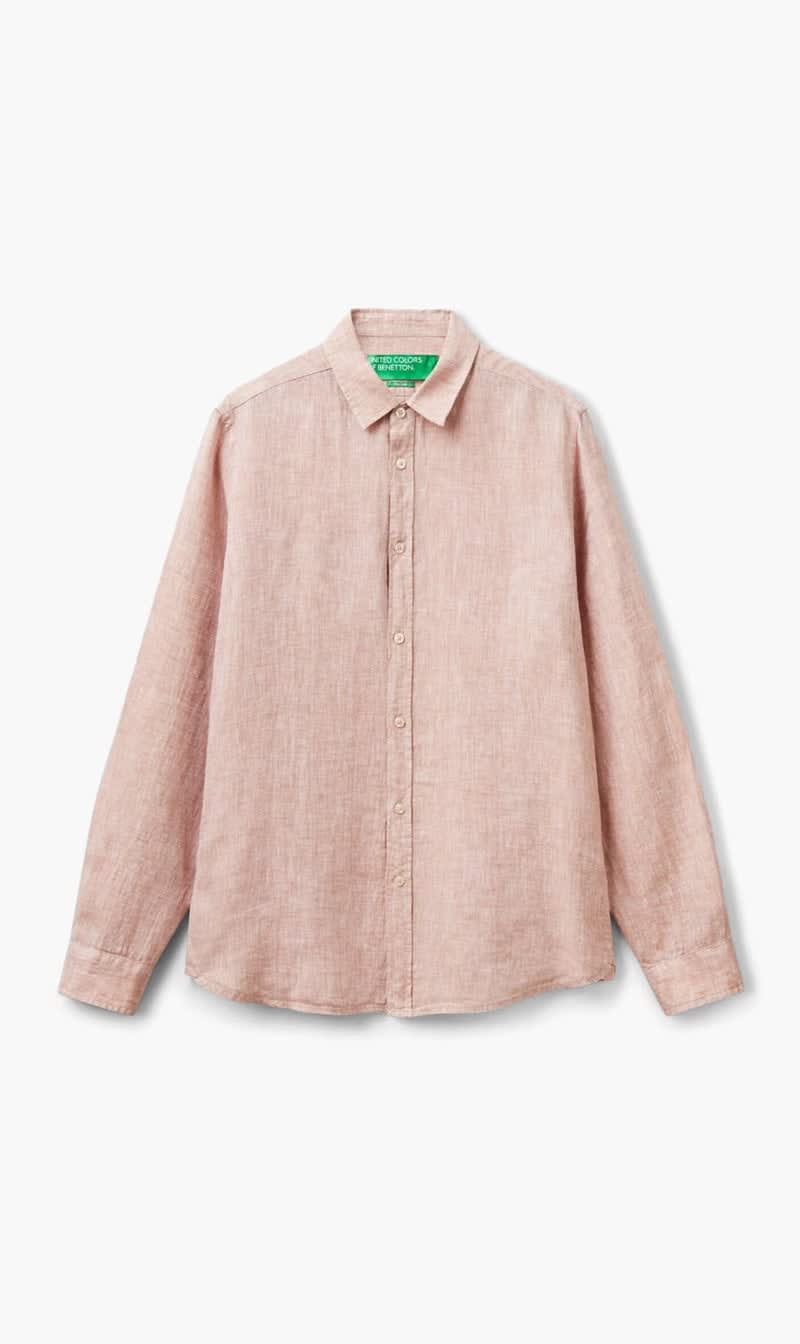 United Colors Of Benetton Pink Pure Linen Shirt for Men