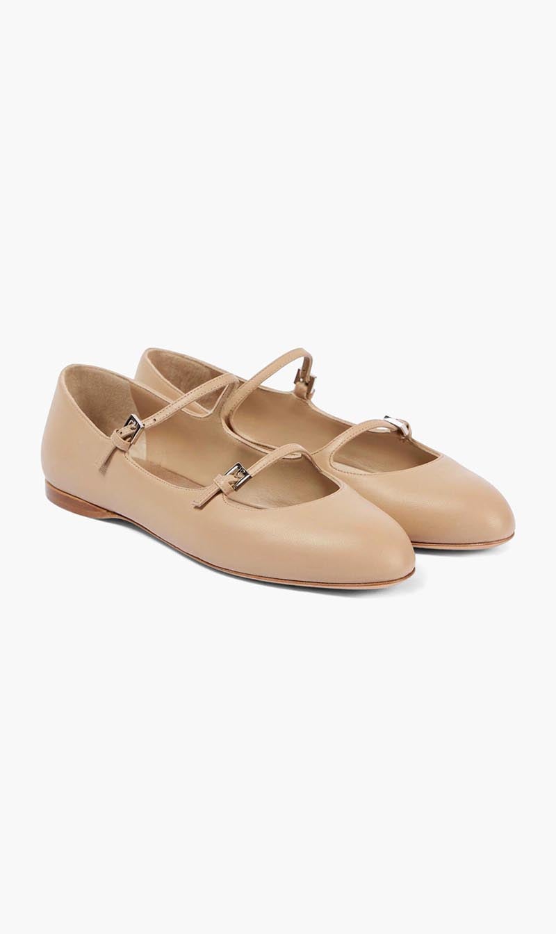 Max Mara Beige Circus Nappa Leather Ballet Flats for Women