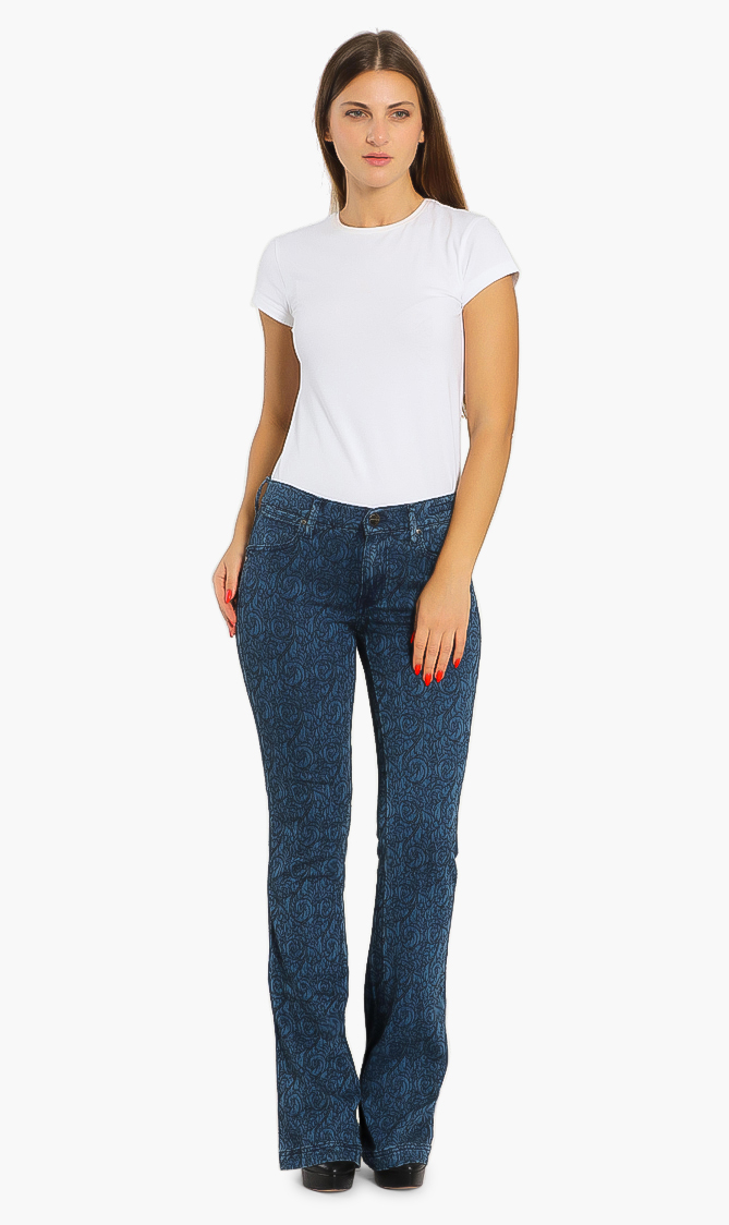Kisha Stretch Jacquard Pants, Blue