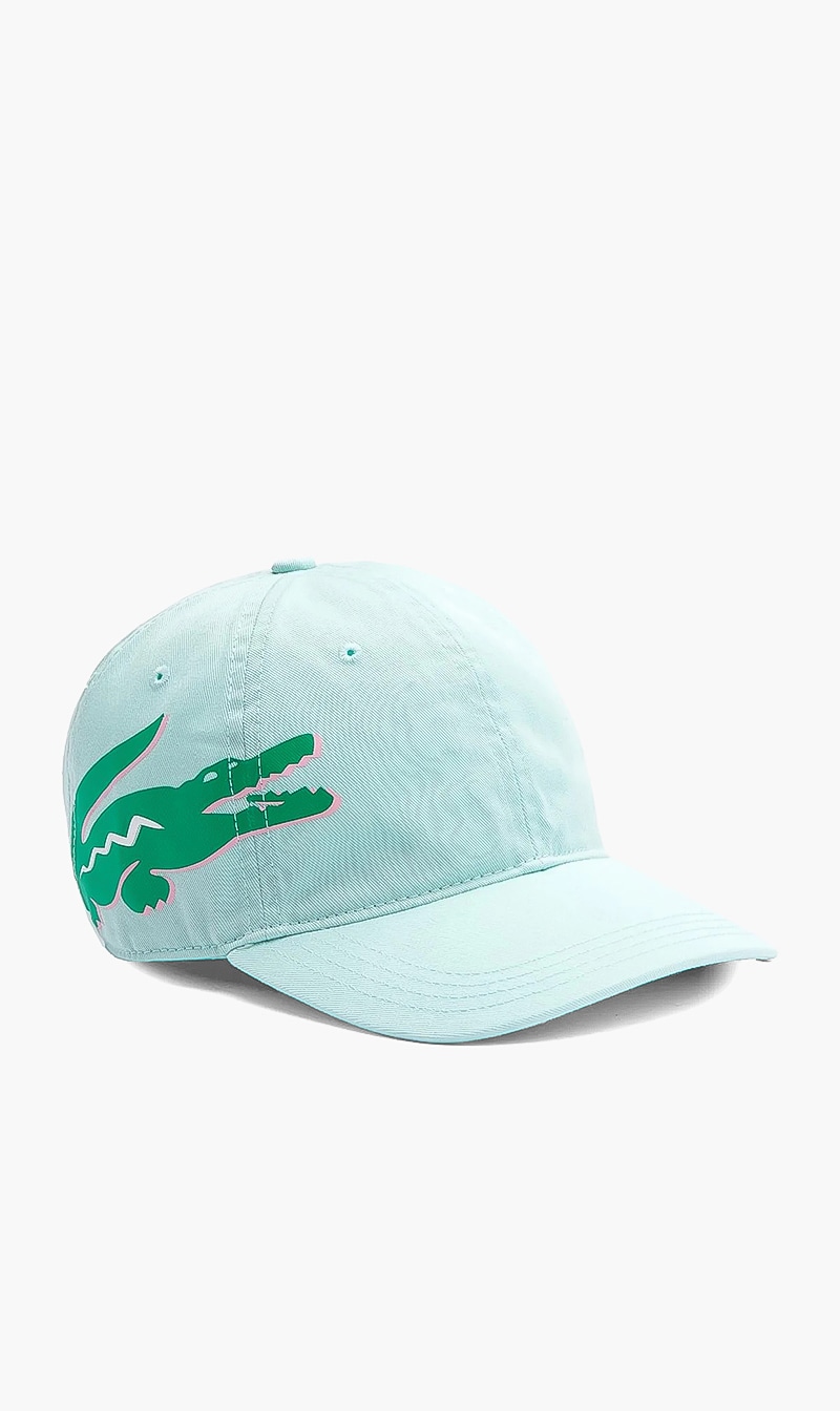 

Oversized Crocodile Cotton Gabardine Cap, Green