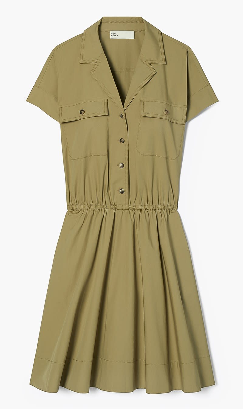 

Tory Burch Green Cotton Poplin Shirtdress for Women | The Deal Outlet