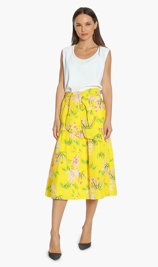 

Belted Midi Jupon Skirt, Yellow