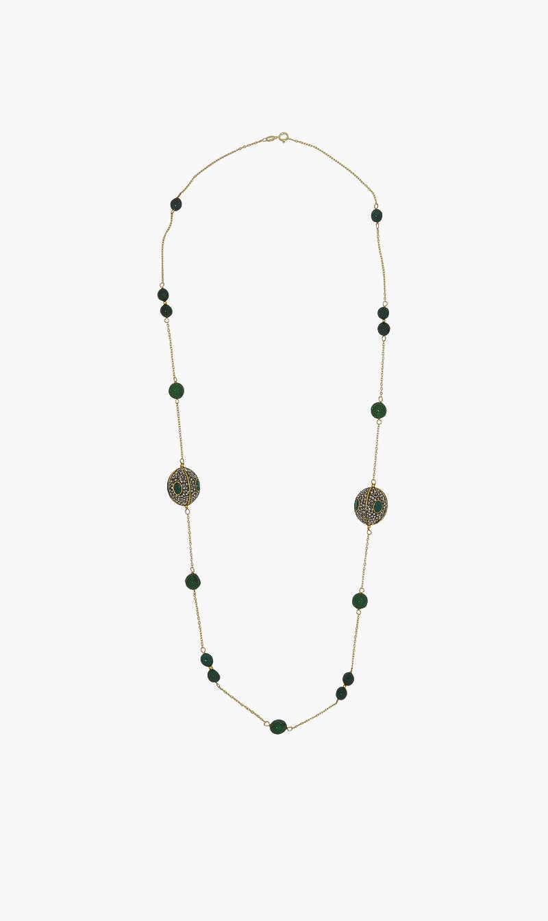 

Ghazala Long Necklace, Green