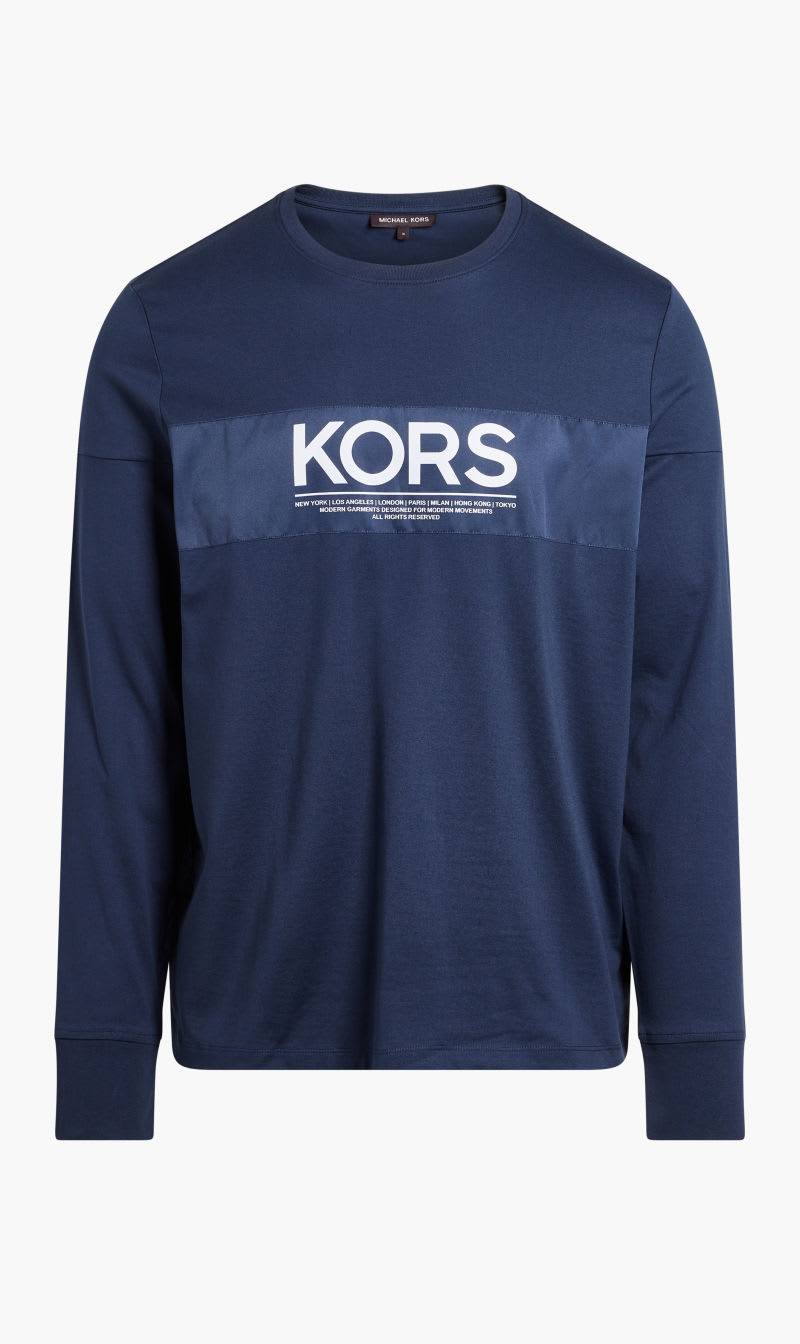 

Michael Kors Blue Ls Taped Tee for Men | The Deal Outlet