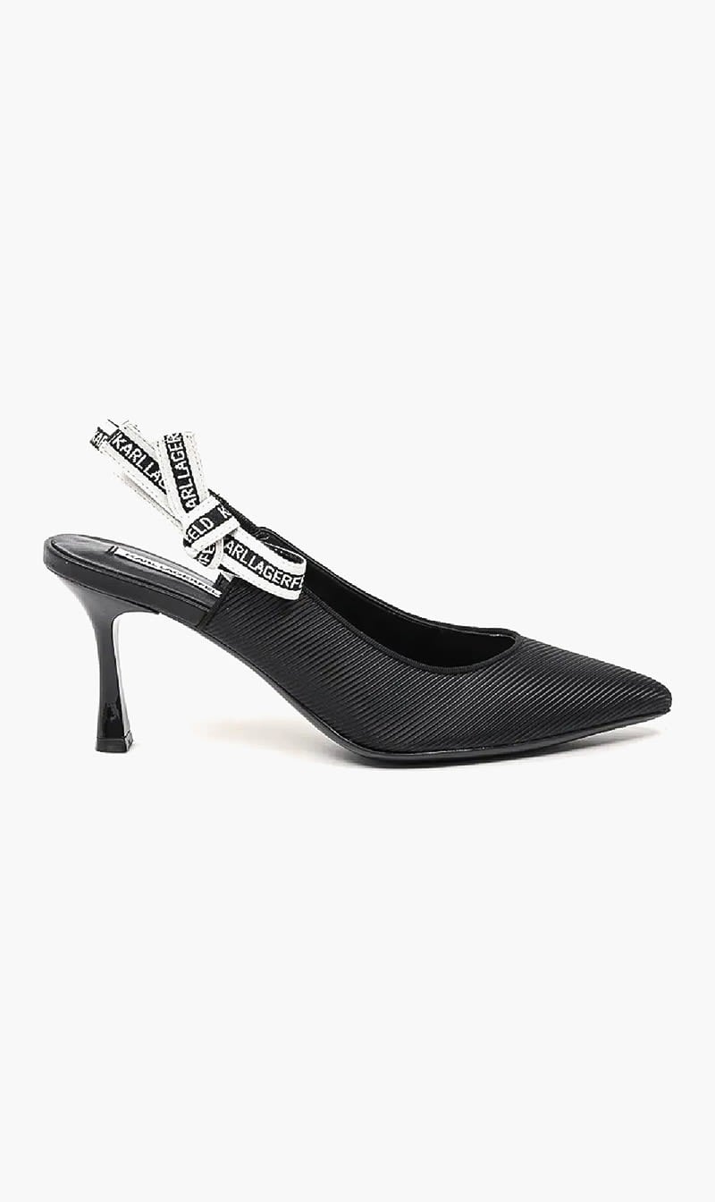 Karl Lagerfeld Black Sienna Ribbon Leather Slingbacks for Women