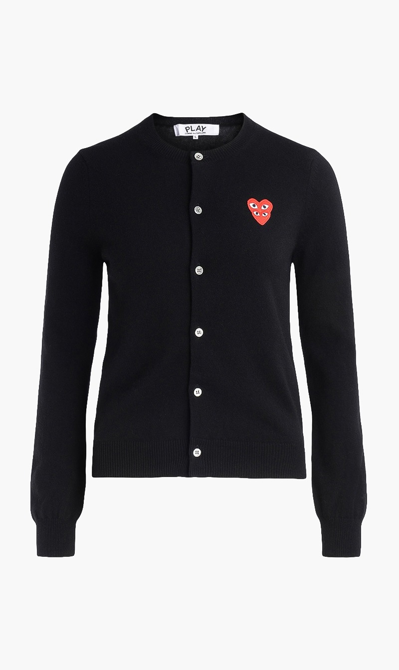 

Double Heart Patch Cardigan, Black