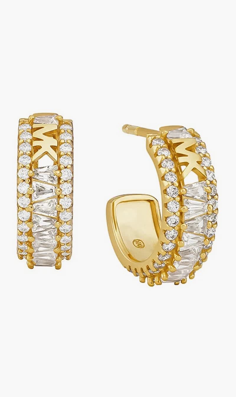 

Michael Kors Gold Tappered Baguette And Pave Huggie Earring Brass for Women | The Deal Outlet