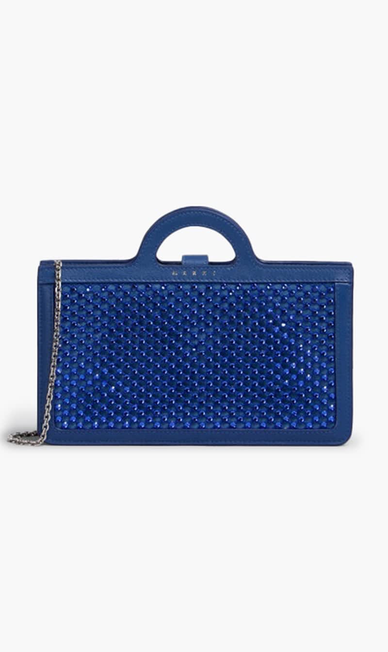 

Marni Blue Blue Rhinestone Tropicalia Long Wallet With Chain Strap for Women | The Deal Outlet