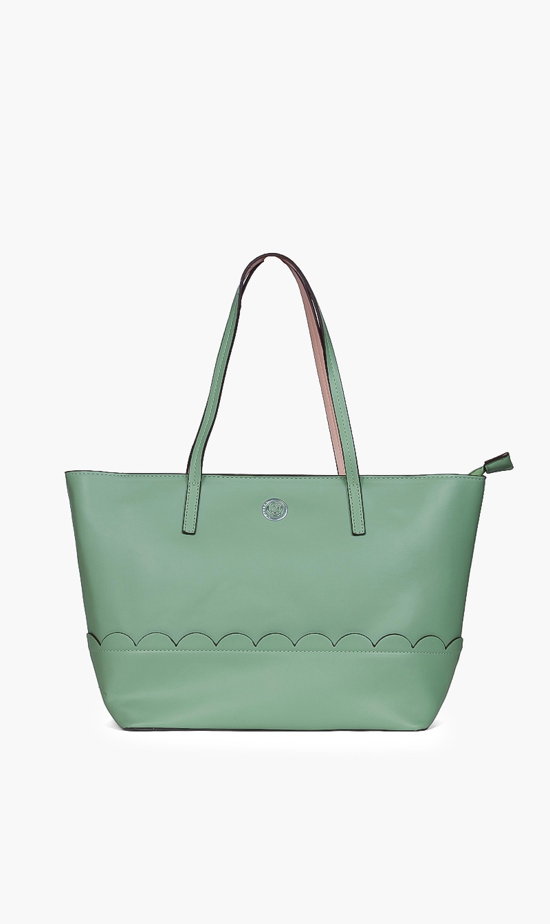 

Solid Leather Tote Bag, Green
